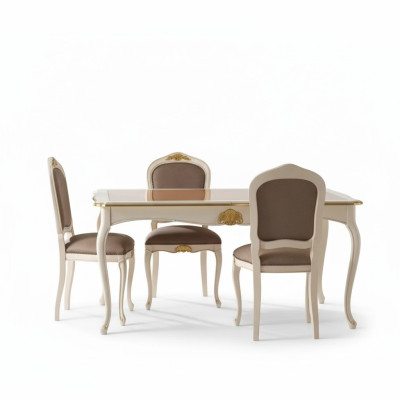 Eettafel Eetkamer Tafel 5-delig 4x stoelen Set Eetgroep Klassiek Nieuw