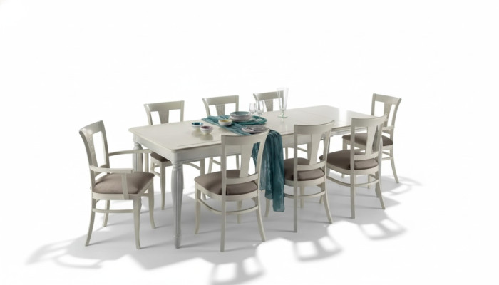 Volledige set eettafel 8x stoelen luxe eetkamerset wit Italië.