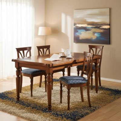 Ontwerp Eetkamerstoel Set Tafels 4x stoelen Eethoek Set 5-dlg.