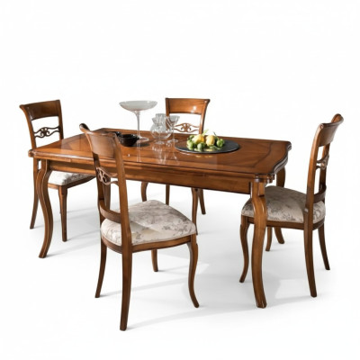 Eet set eettafel 4 x stoelen set klassieke eetgroep 5 delig. Tafels