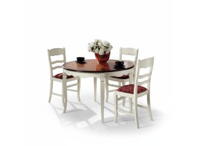 Complete set Eettafel 4x stoelen Dressoir Eetkamerset Houten tafel Wit Nieuw