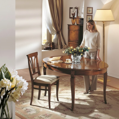 Eettafel 4x stoelen Klassieke eetkamerset 5-delig set Ovale tafel