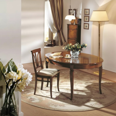 Eettafel 4x stoelen Klassieke eetkamerset 5-delig set Ovale tafel