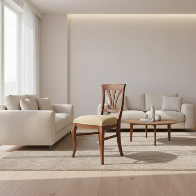 Stoel zonder armleuning Eetkamerstoel Hout Eetkamer Bruin Design Klassiek