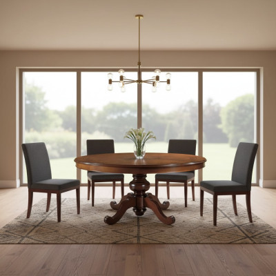 Eettafel Bruin Rond Klassieke Eetkamer Luxe Houten Tafels Ontwerp Nieuw