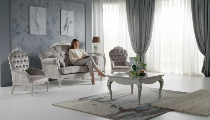 Bankstel 2-zits set Fluwelen fauteuil Salontafel Luxe banken Stof