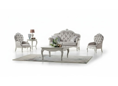 Bankstel 2-zits set Fluwelen fauteuil Salontafel Luxe banken Stof