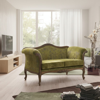 Bank 2-zits textiel hout gestoffeerde bank bankstellen design luxe nieuw bankstel