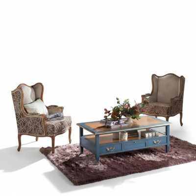 Stel 2x Fauteuils Woonkamer Tafel Bank Luxe Salontafel Bijzettafel 3-dlg Nieuw