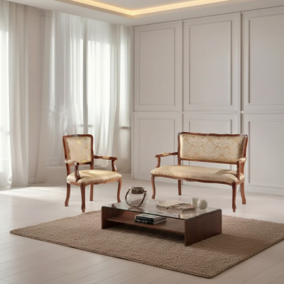 Bankstel 2-zits fauteuil bank Sofa bekleding zitbank set