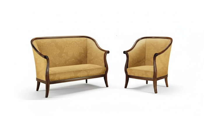 Bank Bank Bekleding Klassieke 2-zits fauteuil Geel Italiaanse stijl