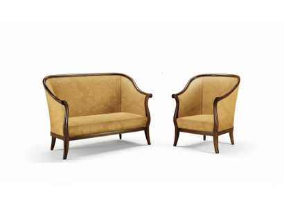 Bank Bank Bekleding Klassieke 2-zits fauteuil Geel Italiaanse stijl