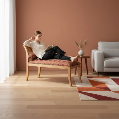 Chaise longue Klassieke meubel woonkamer designbank textiel rood