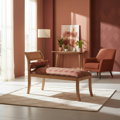 Chaise longue Klassieke meubel woonkamer designbank textiel rood