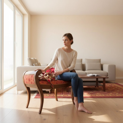 Hocker Inrichting Bank Houten Kruk Houten Zitkruk Luxe Gestoffeerde Bank