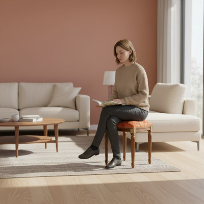 Poef Stoel Ontwerp Bekleding Voetenbank Klassiek Textiel Nieuw Ottomaans