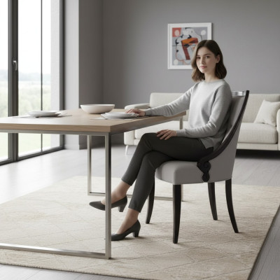 Stoel luxe meubels woonkamer eetkamer houten meubilair Grijs fauteuil nieuw.
