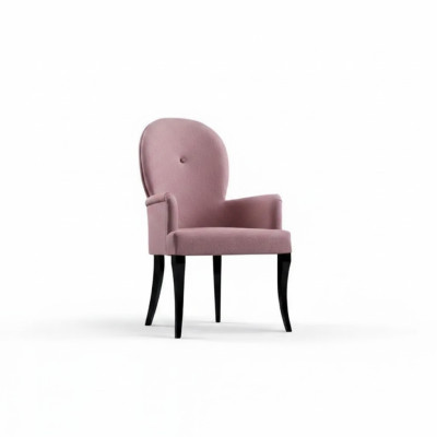 Stoel met armleuningen Fauteuil Gestoffeerd Massief hout Textiel Houten Stoel Nieuw