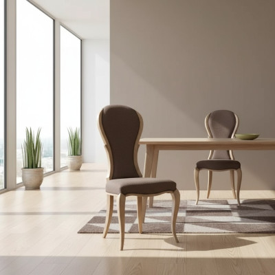 Eetkamerstoel Luxe Design Houten Stoel Bruin Italiaanse Stijl Meubels Nieuw