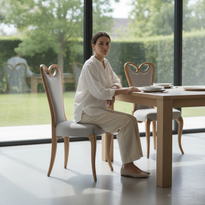 Stoel zonder armleuning Eetkamer Bruin Design Textiel Luxe Eetkamerstoel