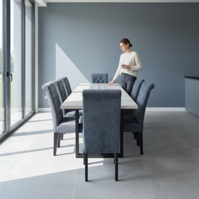 Eettafel 12 x Stoelen Eetkamer Set Eetset Moderne Stoelen Tafel 13-delig.