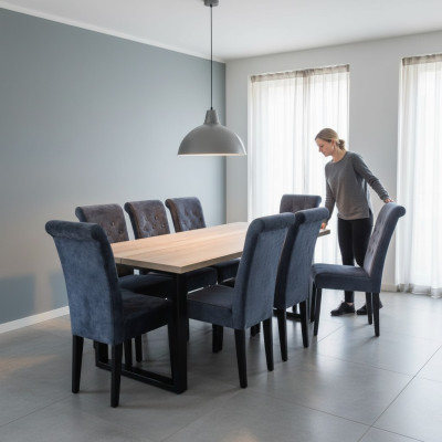 Eetkamer Eettafel 8x Stoelen Set Tafel Groep 9-delig Set Compleet