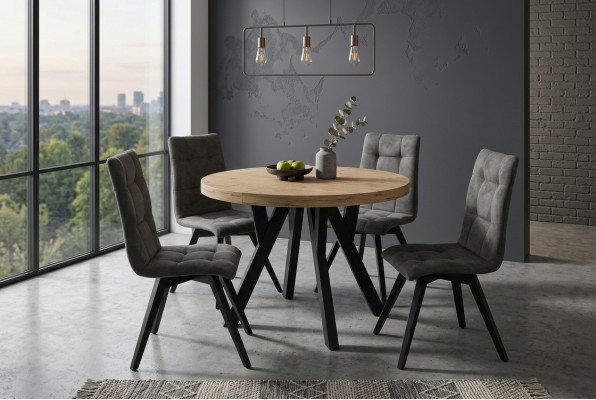 Complete ronde eettafel 4x stoelen eetkamer set eetgroep hout 5-delig