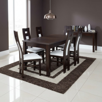 Klassieke eettafel Tafel Hout Eetkamer Set 6x Stoelen Bruin