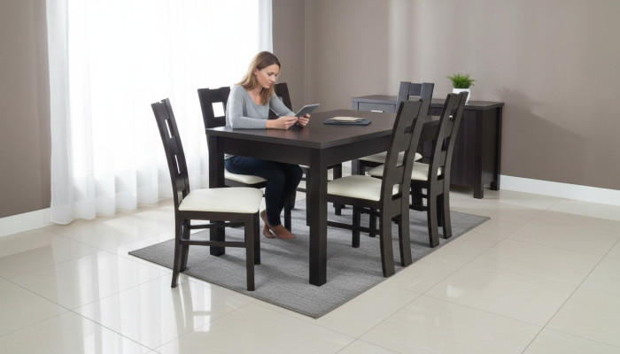 Klassieke eettafel Tafel Hout Eetkamer Set 6x Stoelen Set 7-delig.