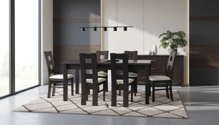 Klassieke eettafel Tafel Hout Eetkamer Set 6x Stoelen Set 7-delig.