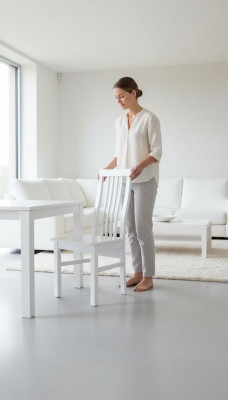 Klassieke stoelen, ontwerper eetkamerstoel, luxe witte houten stoel.