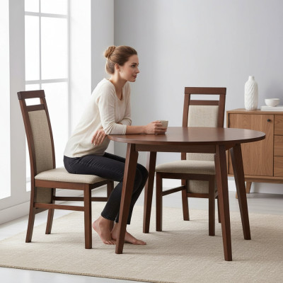 Stoel zonder armleuningen Fauteuil Bekleding Hout Stof Houten Stoel Nieuw