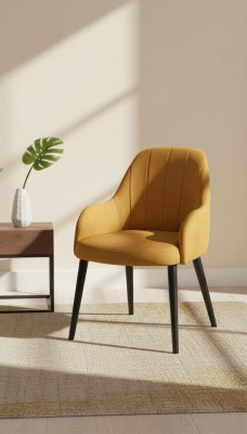 Ontwerp textiel luxe fauteuil stoel met armleuning eetkamerstoel bruin