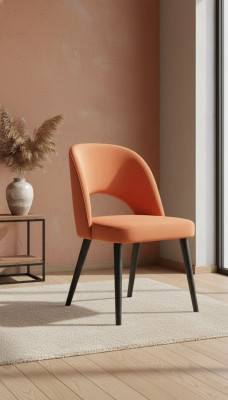 Luxe design gestoffeerde eetkamerstoel met houten zitting en leuning, nieuw.