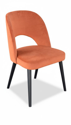 Luxe design gestoffeerde eetkamerstoel met houten zitting en leuning, nieuw.