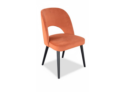 Luxe design gestoffeerde eetkamerstoel met houten zitting en leuning, nieuw.