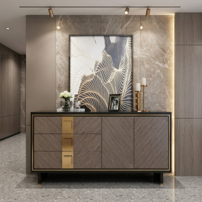 Sideboard Kommode Schrank Holz Modern Design Grau Luxus Wohnzimmer  Dressoir ladekast kast hout modern design grijs luxe woonkamer