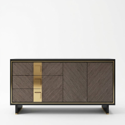 Sideboard Kommode Schrank Holz Modern Design Grau Luxus Wohnzimmer  Dressoir ladekast kast hout modern design grijs luxe woonkamer