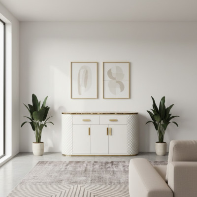 Laden Ontwerp Houten Kast Luxe Dressoir TV-meubel Dressoir Wit Nieuw