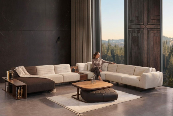 Luxe hoekbank U-vorm gestoffeerde bank bank woonkamer meubels textiel Nieuwe inrichting