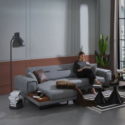 Modern Grijs Hoekbank L-vorm Woonkamer Bank Luxe Inrichting Nieuw Design