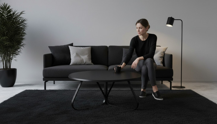 Woonkamer Zwarte salontafel Moderne Designer inrichting Luxe meubels