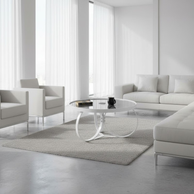 Witte salontafel woonkamer inrichting ontwerper glazen tafel bijzettafel