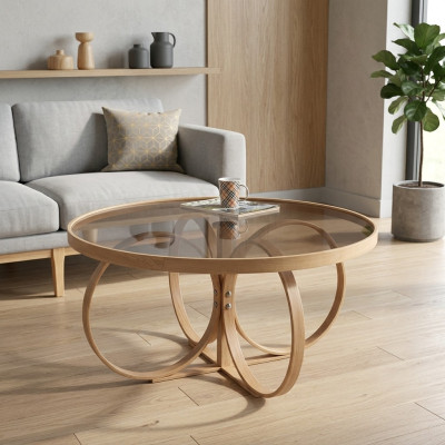 Woonkamer Koffietafel Ontwerper Ronde Salontafel Glazen Tafel Luxe Meubels