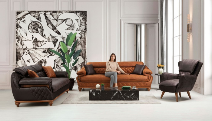 Woonkamer Compleet 3-delig Modern 2x Driepersoons Bank Luxe Fauteuil Nieuw