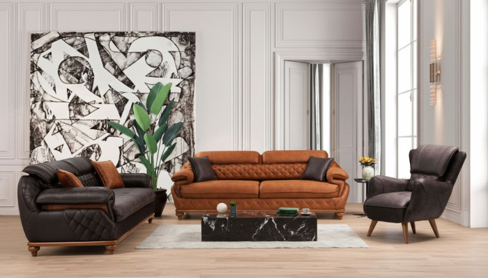 Woonkamer Compleet 3-delig Modern 2x Driepersoons Bank Luxe Fauteuil Nieuw