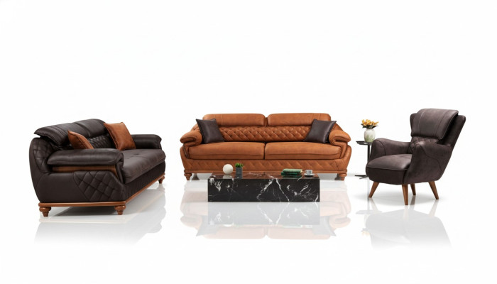 Woonkamer Compleet 3-delig Modern 2x Driepersoons Bank Luxe Fauteuil Nieuw