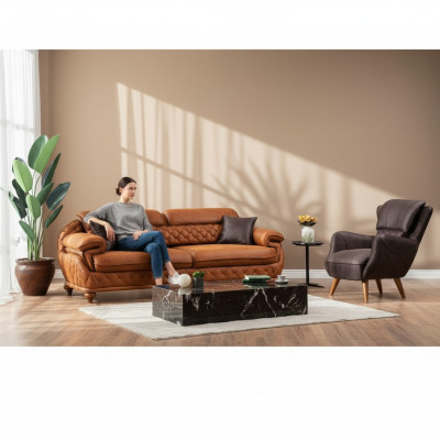 Modern woonkamer compleet set Driedelige bankstel bank fauteuil Luxe meubels