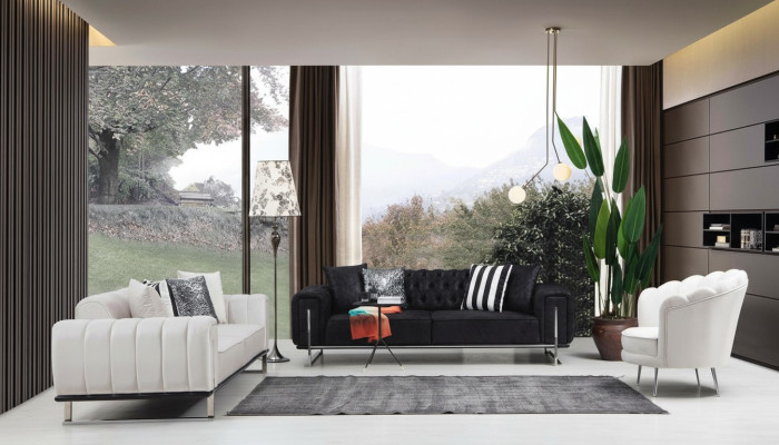 Woonkamerset 2x driezitsbank Chesterfield bank ontwerp fauteuil luxe meubels  Woonkamerset met 2 driezitsbanken, Chesterfield bank, ontwerp fauteuil en luxe meubels