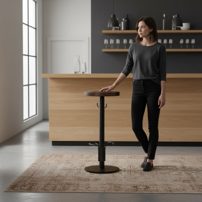 Bartafel Rond Staande Tafel Modern Hout Bruin Meubels Nieuw Luxe Ontwerp